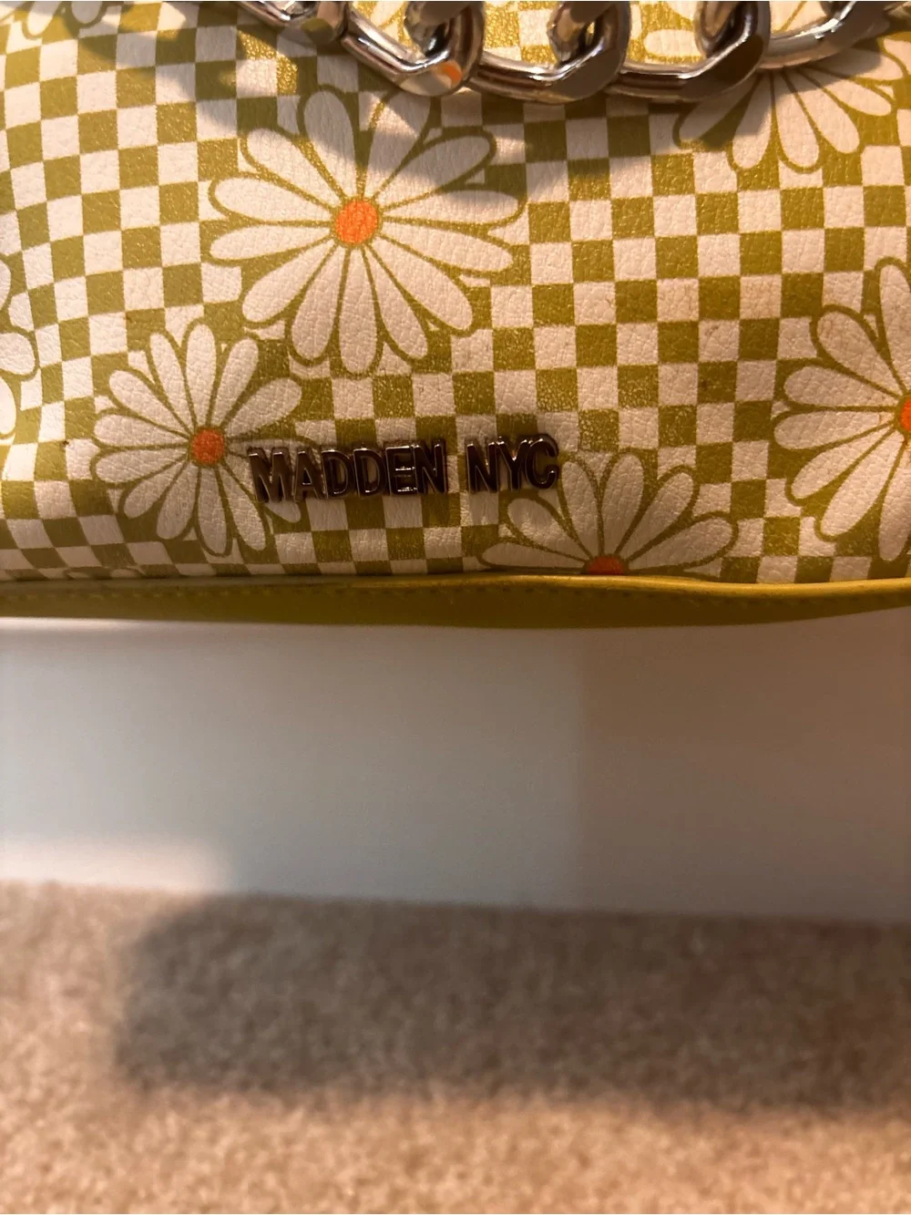 Floral Checkered Yellow Crossbody Bag with Coin Pouch